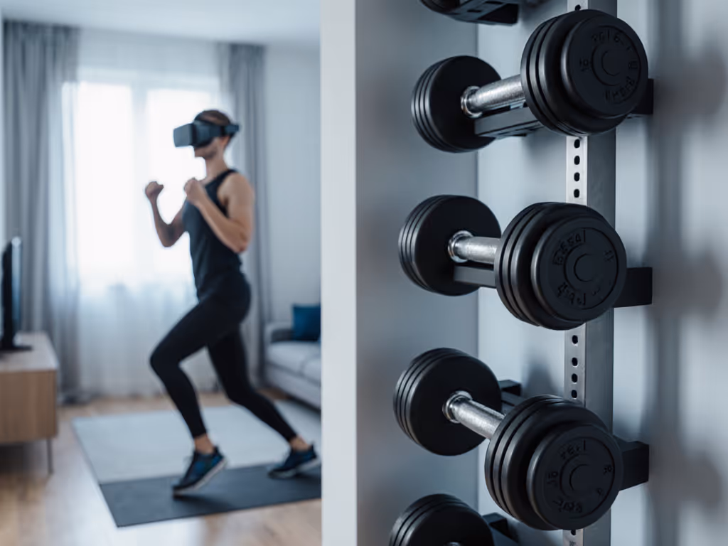 vr_home_gym_with_adjustable_dumbbells_on_a_compact_rack